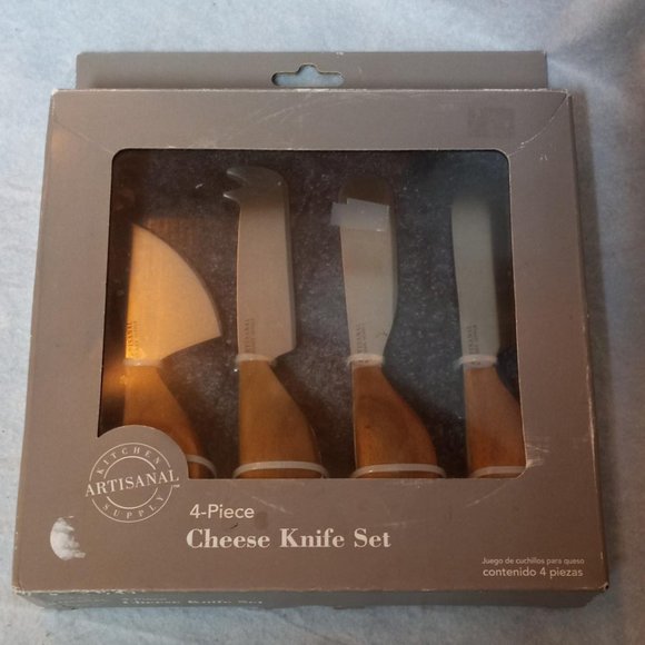 Artisanal 4 pc cheese knife set , wood handles , new in package - Picture 1 of 6